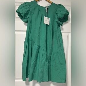 GRACE + KARMA Puff Short Sleeve Midi Boho Dress SZ M